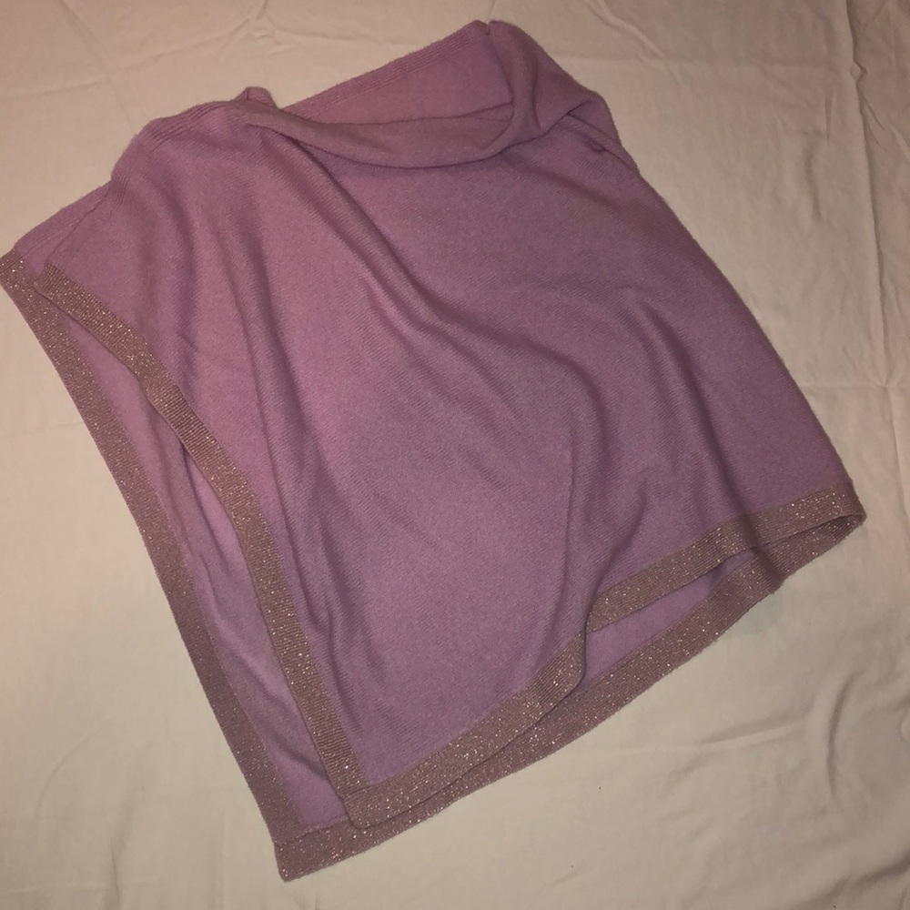 Lilly Cashmere Poncho w/ Shimmer Trim